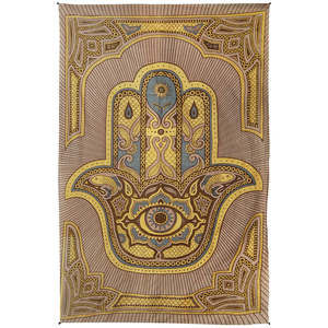 Hamsa Hand Tapestry Brown 52x80" by Zest For Life